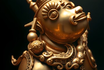 Intricate Golden Sculpture of a Mythical Figure Displaying Elegance and Craftsmanship