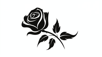 rose silhouette vector with leafs