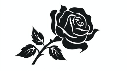 one roses silhouette vector illustration 