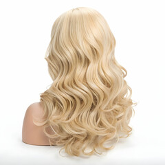 Naklejka premium Blonde hair wig on a white isolated background