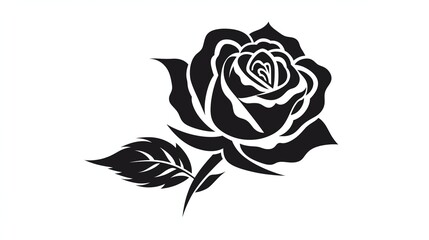  Black one roses silhouette vector illustration 