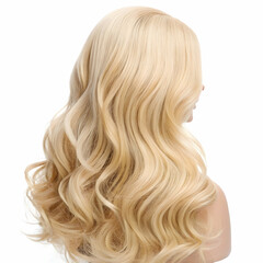 Naklejka premium Blonde hair wig on a white isolated background