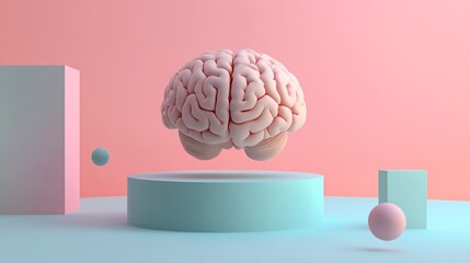 Futuristic Digital Brain with AI Enhancements in Floating Position