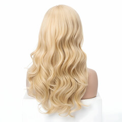Fototapeta premium Blonde hair wig on a white isolated background