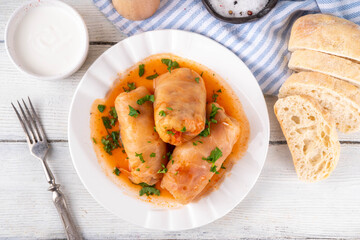 Comfort warm winter food, balanced Eastern European dinner recipe ideas, cabbage rolls, stuffed...