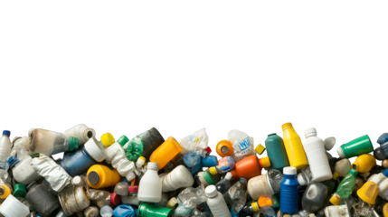 Pile of plastic bottles, waste, recycling, and environmental impact of consumption