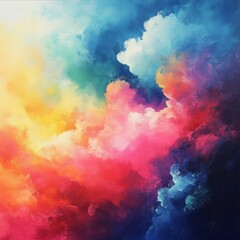 Vibrant Abstract Cloudscape with Strokes of Joyful Emotion in a Dynamic Sky Color Harmony Vision