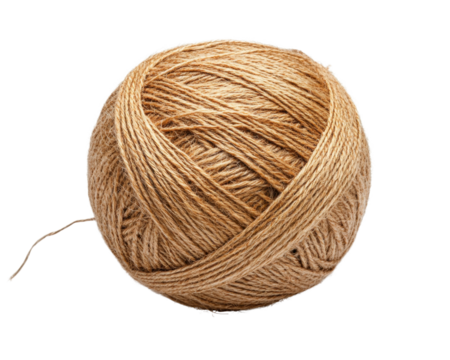 Brown yarn ball, white isolate background