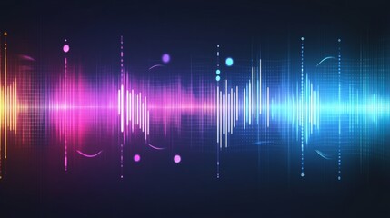 Colorful digital sound wave on dark background representing audio technology