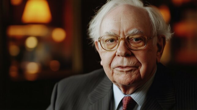 Thoughtful Senior Gentleman in Suit Warren Buffett Insightful Investor Portrait Sitting Leadership