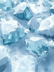 Obraz premium Captivating Cluster of Crystalline Ice Fragments Frozen in Time A Visual Symphony of Frozen Water