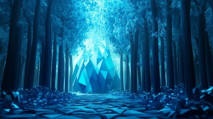 Crystal Peak Illumination in an Enchanted Winter Forest Abstract Visualization Fantasy Concept