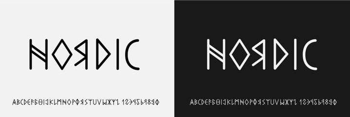 Obraz premium Modern Geometric Font. Uppercase and Number. Lettering Fashion Designs. Typography sans serif fonts for design vector illustration