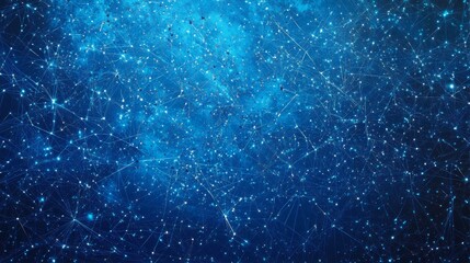 Naklejka premium Digital Network Structure With Connected Dots And Lines Over Abstract Blue Background For Technology