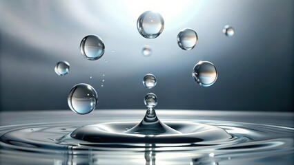 Droplets of white water suspended in mid air, cold weather, frosty morning, frozen moment, ice crystals, white mist