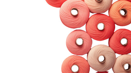 Colorful yarn spools, white isolate background