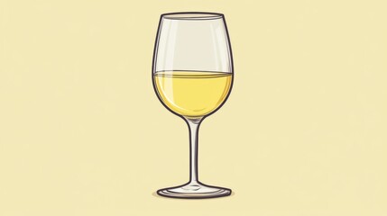 Simple illustration of a glass of white wine on a light background