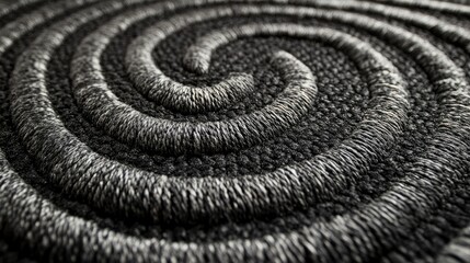 Naklejka premium Detailed close-up of a woven doormat with an intricate spiral pattern, highlighting texture and craftsmanship