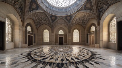 Obraz premium Ornate Palace Interior Sunlight Marble Floor