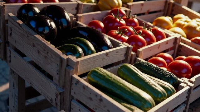 The Fresh Vegetables in Crates