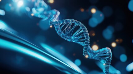 Obraz premium Futuristic DNA Analysis in High-Tech Laboratory with Holographic Interface
