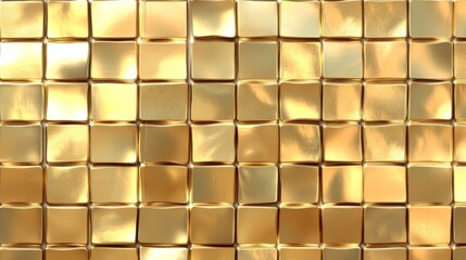 Fototapeta premium Shiny gold metallic tile pattern with reflective surfaces