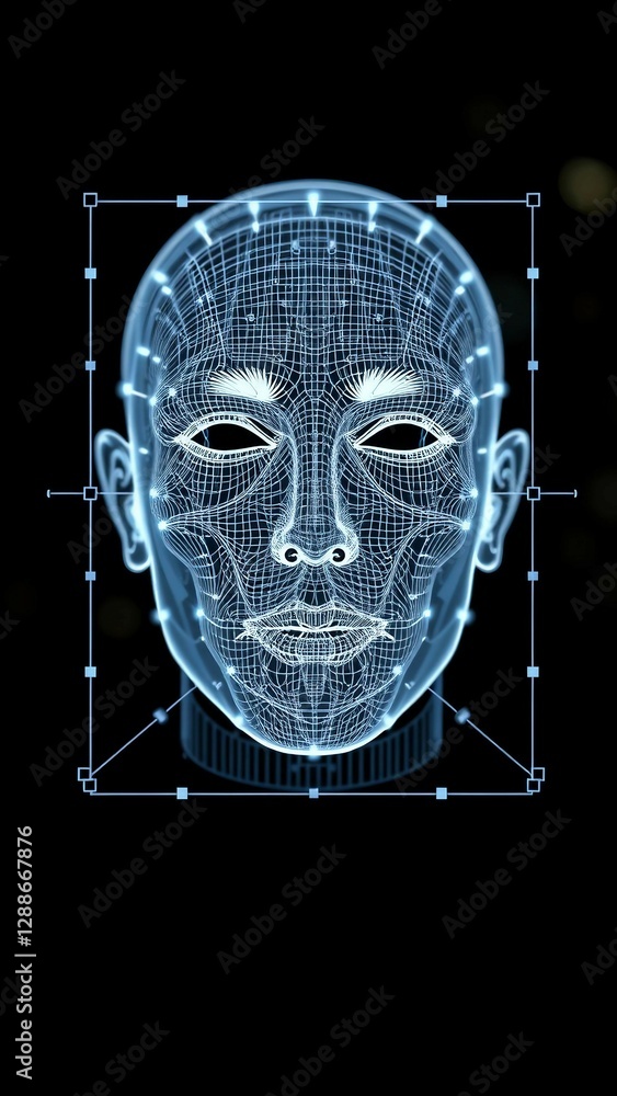 Aufkleber facial recognition system concept face recognition 3d scanning face id vector wireframe concept vert