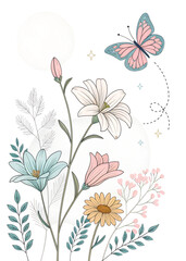 floral background with butterflies