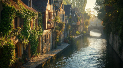 Fototapeta premium a small town with quaint street