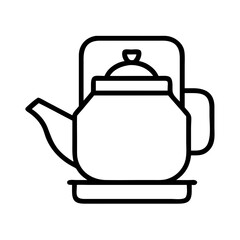 tea kettle icon, tea kettle line art - simple line art of tea kettle, perfect for tea kettle logos and icons