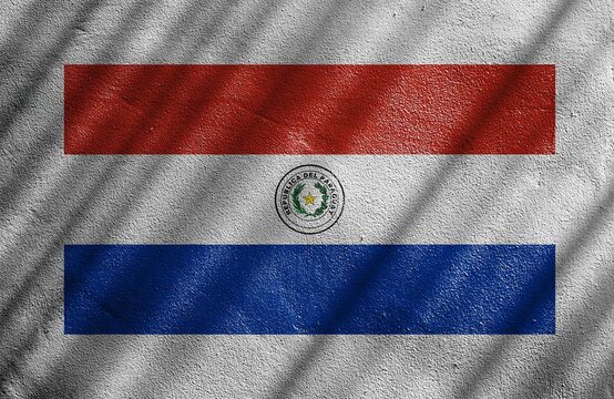 Paraguay flag with sunlit shadows