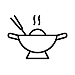 wok icon, wok line art - simple line art of wok, perfect for wok logos and icons