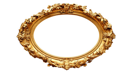 Golden ornate picture frame, white isolated background