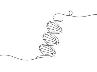 Continuous one line drawing of DNA. Single line drawing illustration of rhino DNA. National science day concept line art. 