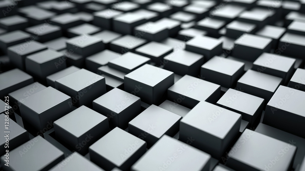 Poster geometric data matrix with depth and perspective, showcasing modern design