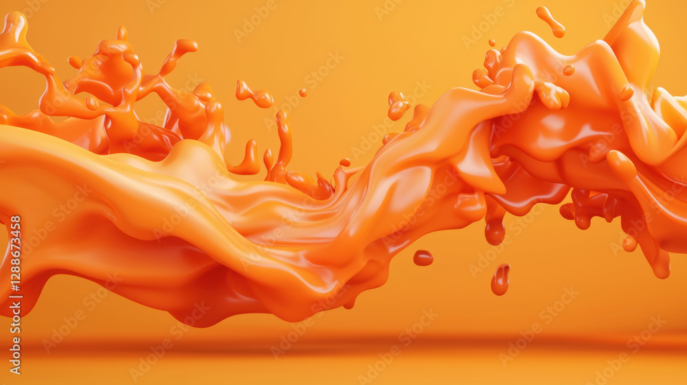 Aufkleber fluid shapes in vibrant orange tones create dynamic visual effect