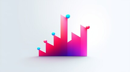 business graph showing growth on a isolated white