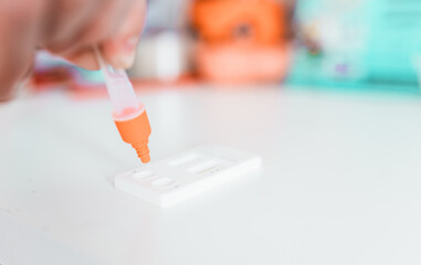 Covid -19 and Fly type A and B test. Making home express test for coronavirus and flu.