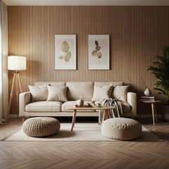 Cozy Minimalist Living Room with Neutral Tones