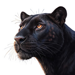 Black panther wild cat isolated on transparent or white background, Png.