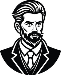 Man face vector with moustache