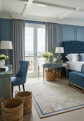 soft contrast Guest Room design Hollywood Coastal decor