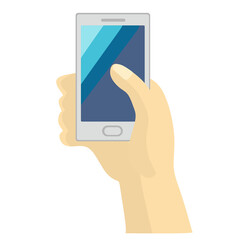 Hand Touching Phone Screen Cartoon Illustration. Technology