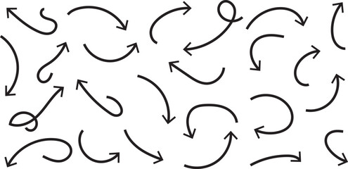 Black and red curved arrows set with directional icons