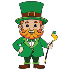 cartoon leprechaun cheerful expression bright vector
