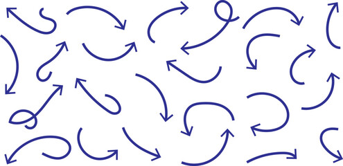 Set of simple lines hand drawn black arrows in various style. Set of simple of hand drawn black arrows. Set of simple lines hand drawn black arrows. Various of simple lines arrows collection