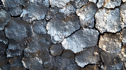 The detailed image presents a cracked silver textured appearance