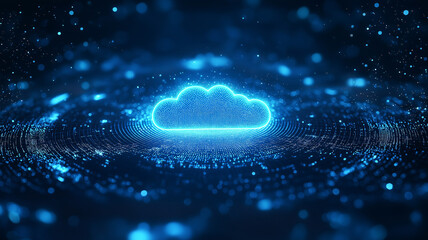 Concept of cloud computing or IOT, cloud shape and futuristic element.
