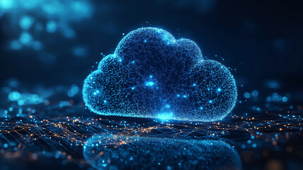 Concept of cloud computing or IOT, cloud shape and futuristic element.