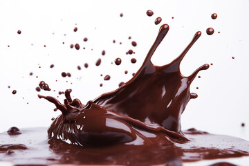 Abstract chocolate splash isolated on white background.